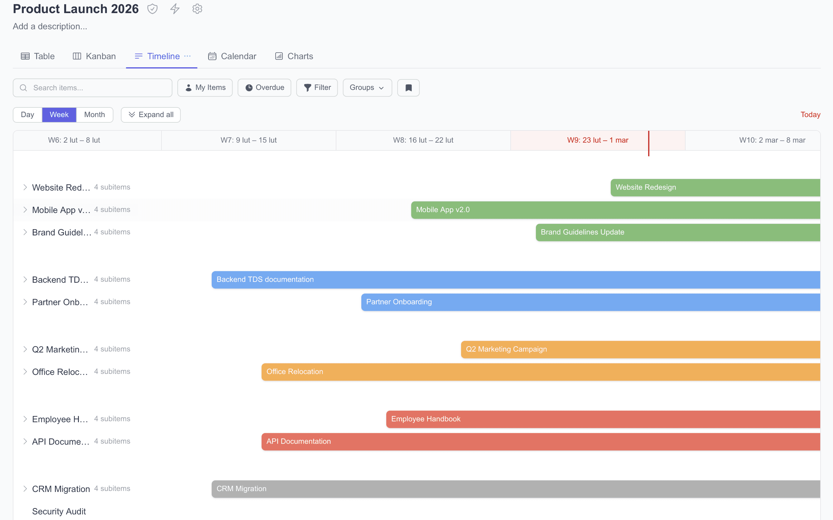 Zrzut ekranu Osi Czasu
